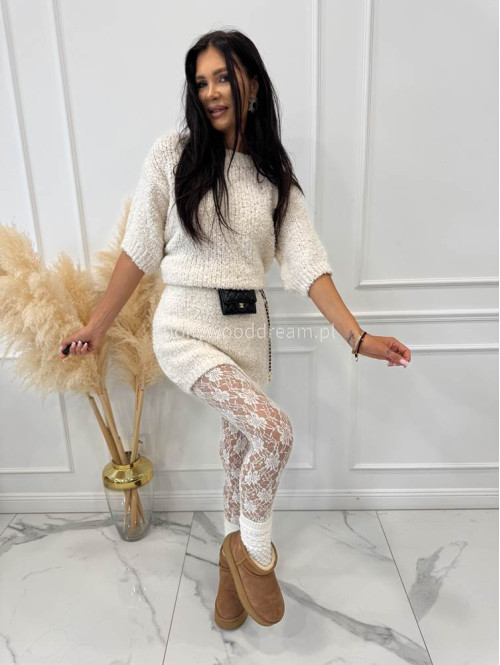 Kremowy sweter bukla z rękawem 3/4 INEZ 94 - photo #13