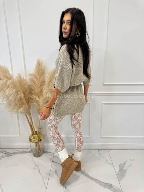 Beżowy sweter bukla z rękawem 3/4 INEZ 94 - photo #3