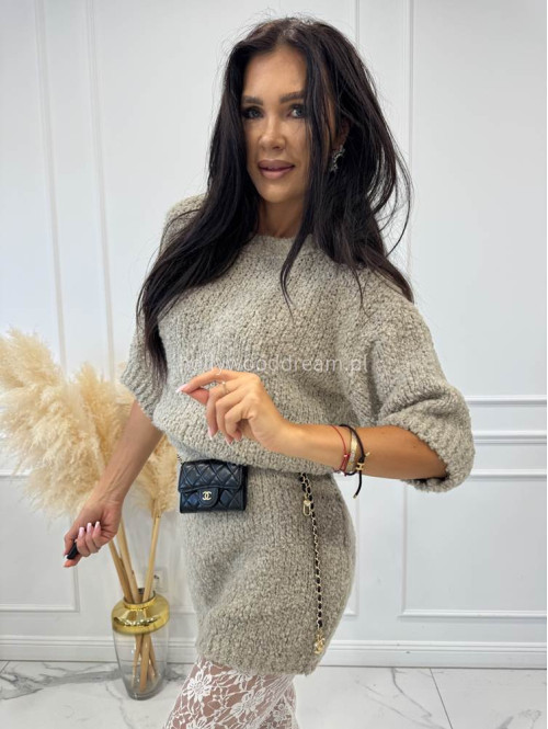 Beżowy sweter bukla z rękawem 3/4 INEZ 94 - photo #5