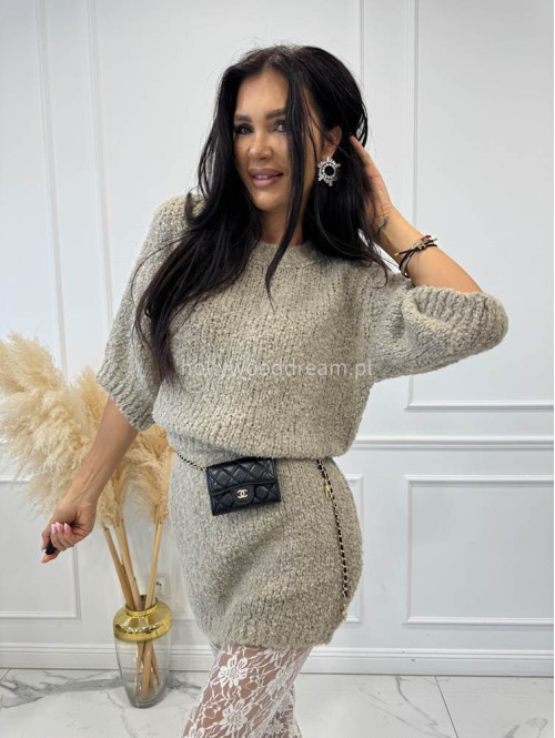 Beżowy sweter bukla z rękawem 3/4 INEZ 94 - photo #6