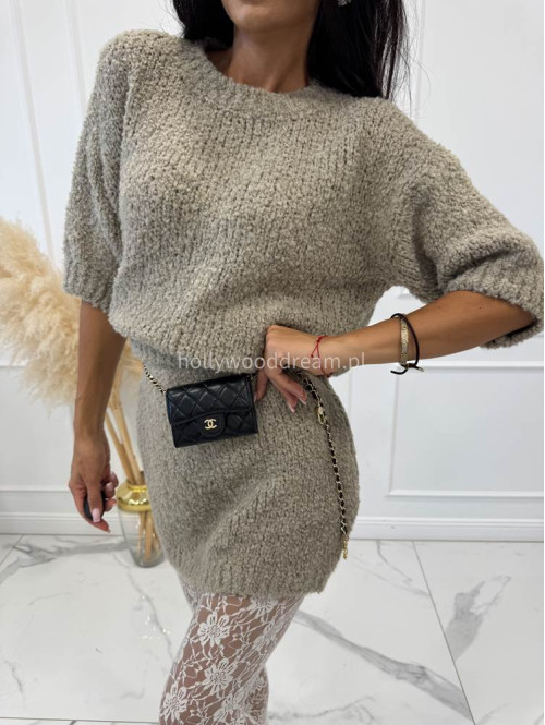 Beżowy sweter bukla z rękawem 3/4 INEZ 94 - photo #9