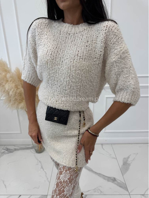 Kremowa spódniczka mini bukla NELA 94 - photo #2