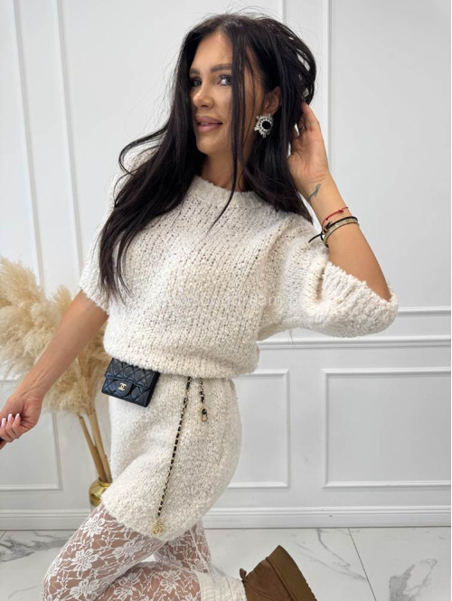 Kremowa spódniczka mini bukla NELA 94 - photo #5