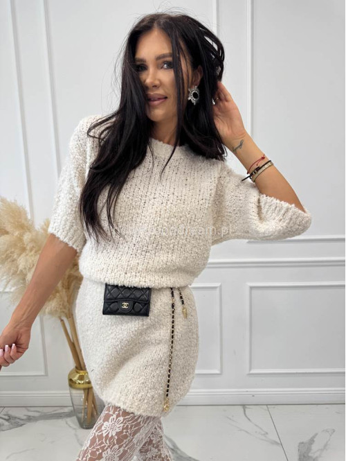 Kremowa spódniczka mini bukla NELA 94