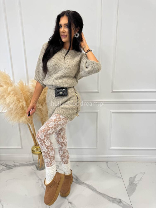 Beżowa spódniczka mini bukla NELA 94 - photo #1