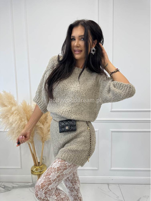 Beżowa spódniczka mini bukla NELA 94