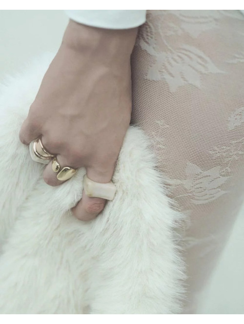 Kremowe rajstopy we wzór kwiatów CARMELA - photo #1