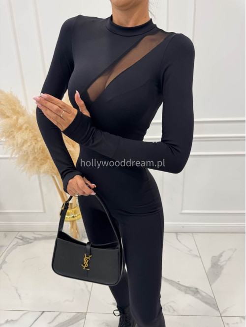 Czarny kombinezon dopasowany z siateczką na górze VELO 185 - photo #7