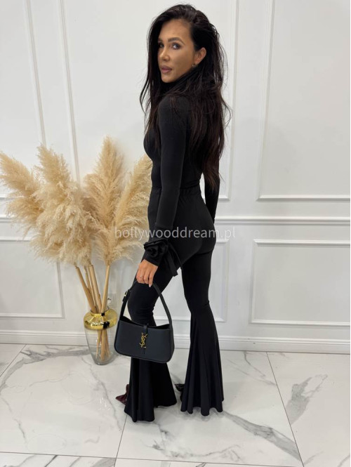 Czarny komplet bluzka z różami + legginsy Bueno 161 - photo #11