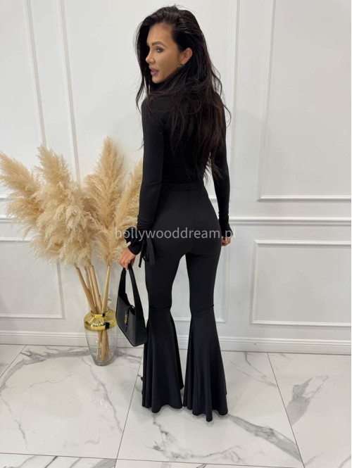 Czarny komplet bluzka z różami + legginsy Bueno 161 - photo #12