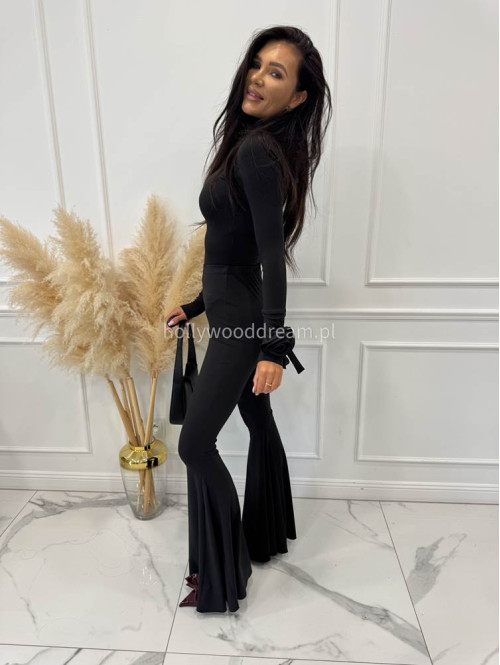 Czarny komplet bluzka z różami + legginsy Bueno 161 - photo #14