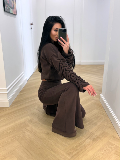 Czekoladowy komplet polar bluza + spodnie Bear 173 - photo #29