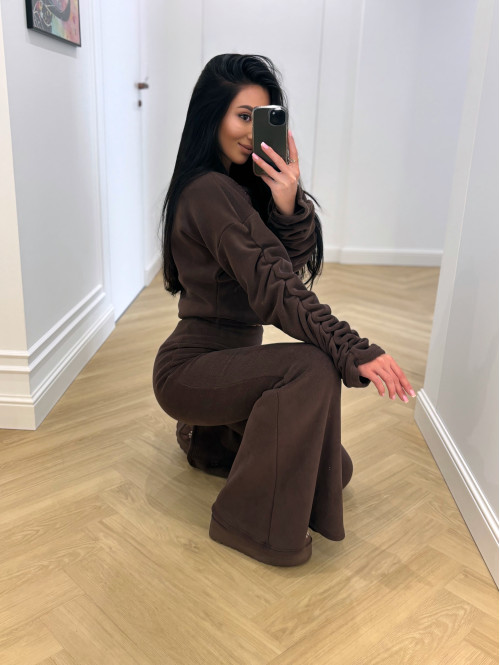 Czekoladowy komplet polar bluza + spodnie Bear 173 - photo #30