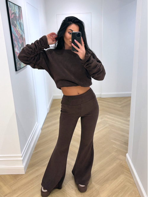 Czekoladowy komplet polar bluza + spodnie Bear 173 - photo #31