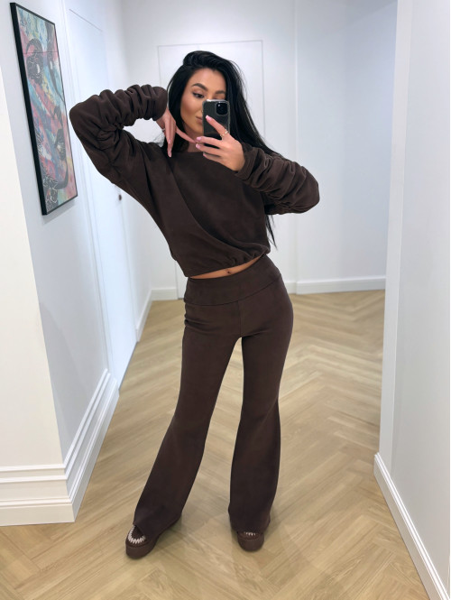 Czekoladowy komplet polar bluza + spodnie Bear 173 - photo #32