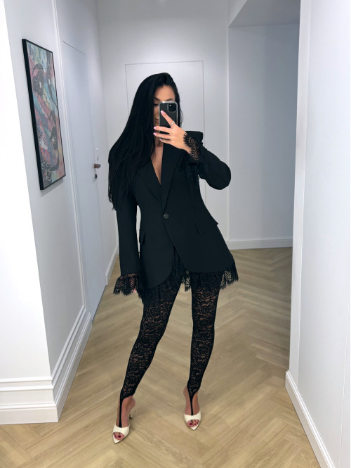 PRE ORDER Czarna sukienka marynarka z koronkowymi wstawkami NINA 17 - photo #25