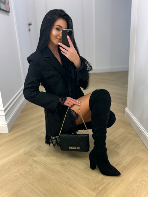 PRE ORDER Czarna sukienka marynarka z koronkowymi wstawkami NINA 17 - photo #29