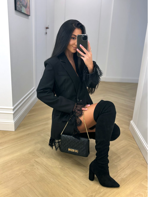 PRE ORDER Czarna sukienka marynarka z koronkowymi wstawkami NINA 17 - photo #30