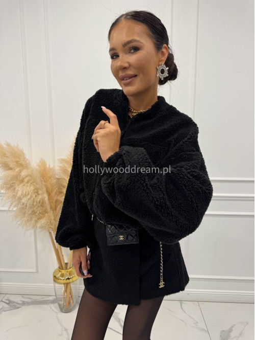 Czarna bluza miś z dużymi kieszeniami o kroju bombki AGATA 183 - photo #6