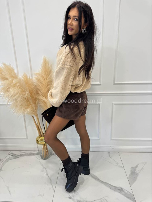 Beżowa bluza miś z dużymi kieszeniami o kroju bombki AGATA 183 - photo #9