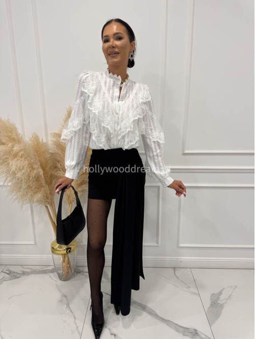 Czarna spódniczka mini z wiązaniem i marszczeniem na tyle JULA 25 - photo #14