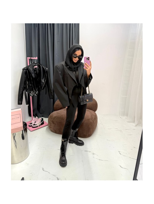 Czarny kaptur szydełkowy ze ściągaczami balaclava ZAVA 25 - photo #2