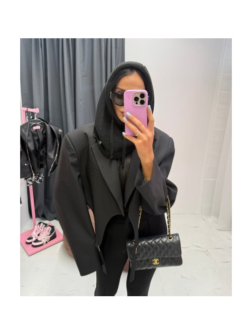 Czarny kaptur szydełkowy ze ściągaczami balaclava ZAVA 25 - photo #3