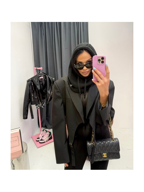 Czarny kaptur szydełkowy ze ściągaczami balaclava ZAVA 25 - photo #4