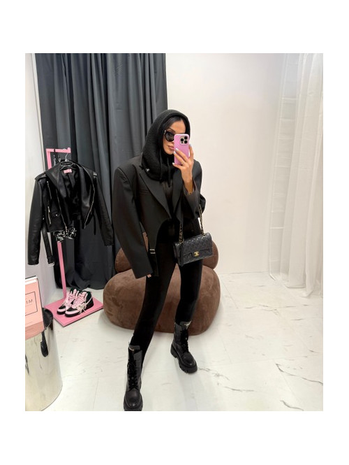 Czarny kaptur szydełkowy ze ściągaczami balaclava ZAVA 25 - photo #5