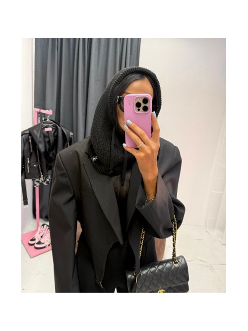 Czarny kaptur szydełkowy ze ściągaczami balaclava ZAVA 25 - photo #6