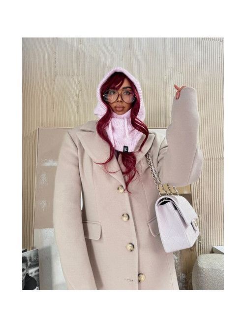 Pudrowo różowy kaptur szydełkowy ze ściągaczami balaclava ZAVA 25 - photo #4