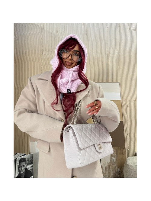 Pudrowo różowy kaptur szydełkowy ze ściągaczami balaclava ZAVA 25 - photo #5