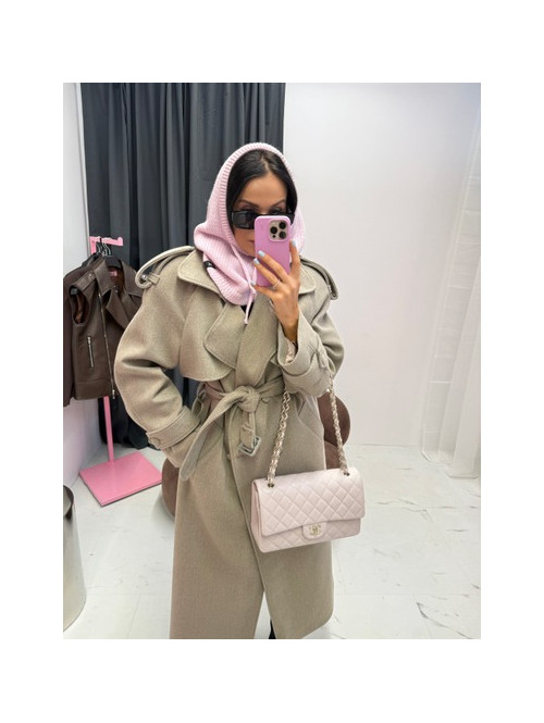 Pudrowo różowy kaptur szydełkowy ze ściągaczami balaclava ZAVA 25 - photo #1