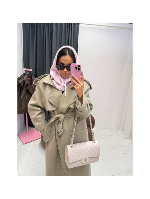 Pudrowo różowy kaptur szydełkowy ze ściągaczami balaclava ZAVA 25 - photo #3