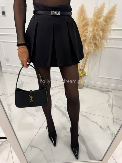 Czarne spódnico spodenki mini z zakładkami LARA 25 - photo #10