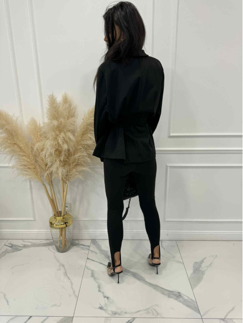 Czarne legginsy bawełniane z zapiętką i przeszyciami MIRON 171 - photo #9