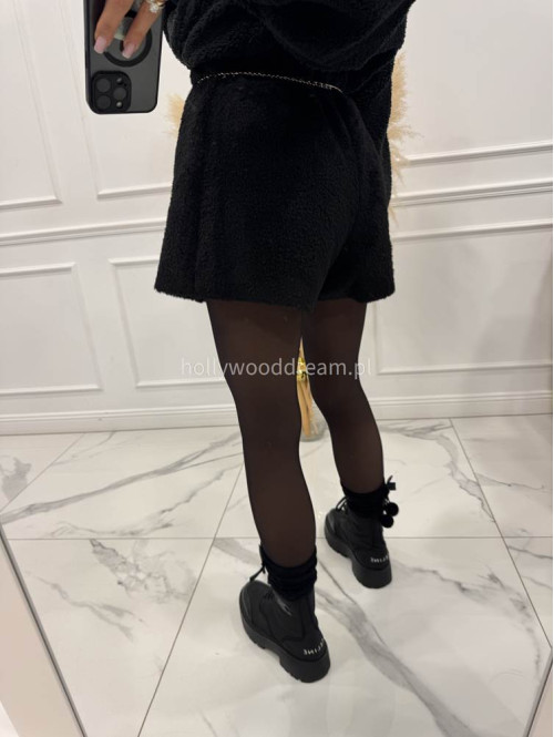 Czarne spódnico-spodenki pluszowe na zakładkę Anicha 09 - photo #6