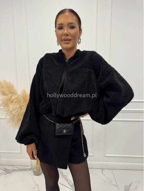 Czarne spódnico-spodenki pluszowe na zakładkę Anicha 09 - photo #9