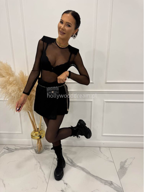 Czarne spódnico-spodenki pluszowe na zakładkę Anicha 09 - photo #17