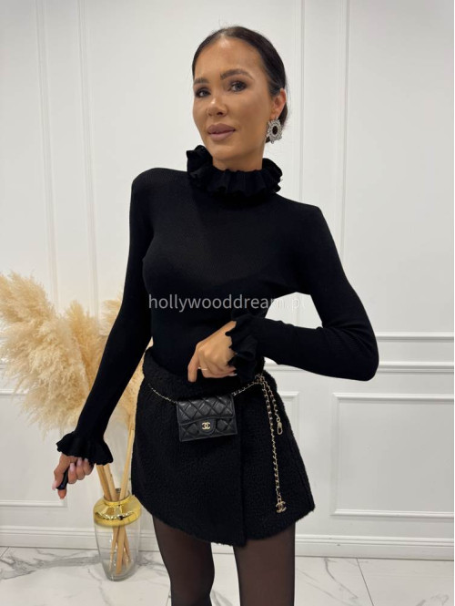 Czarne spódnico-spodenki pluszowe na zakładkę Anicha 09 - photo #23