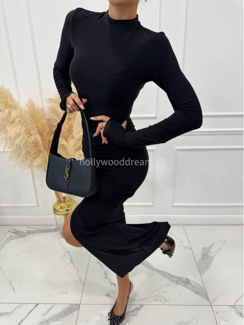 Czarna sukienka maxi dopasowana Euphoria 173 - photo #6