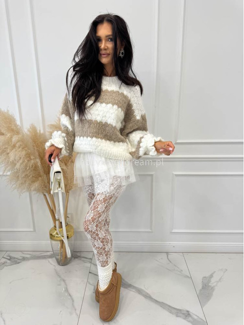 Biała halka z wiskozą wykończona tiulem i koronką HIARA 94 - photo #14