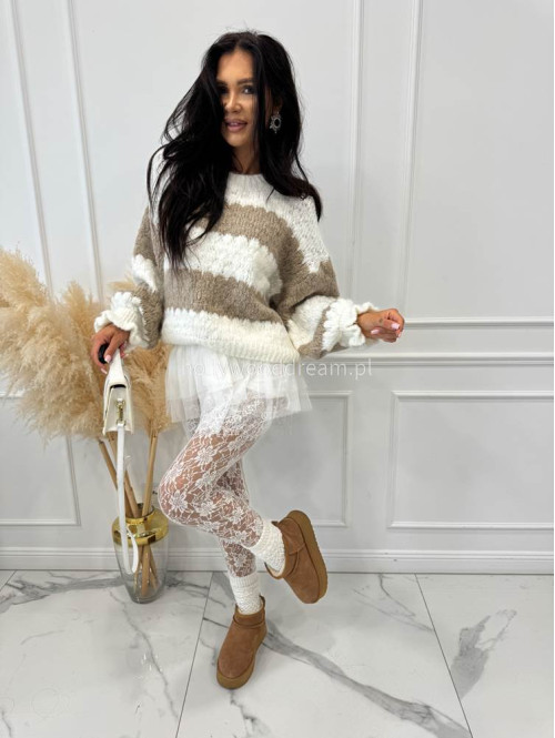 Biała halka z wiskozą wykończona tiulem i koronką HIARA 94 - photo #15