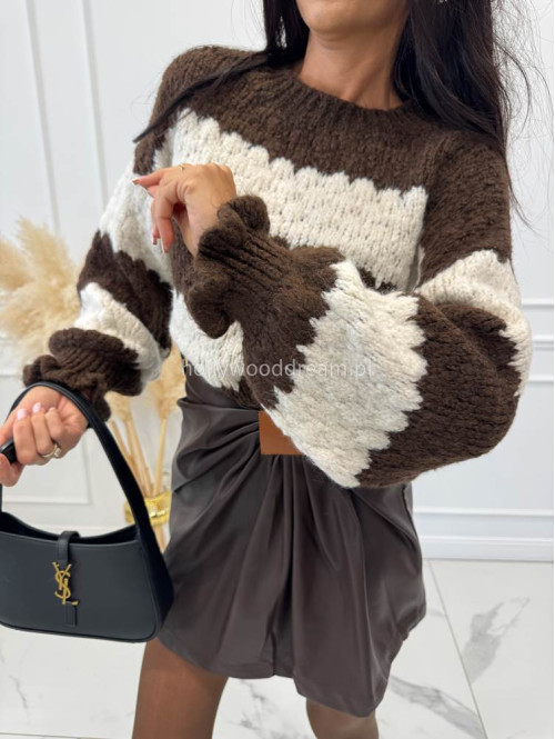 Czekoladowa spódnica mini z ekoskóry z marszczeniem ZABIA 94 - photo #24