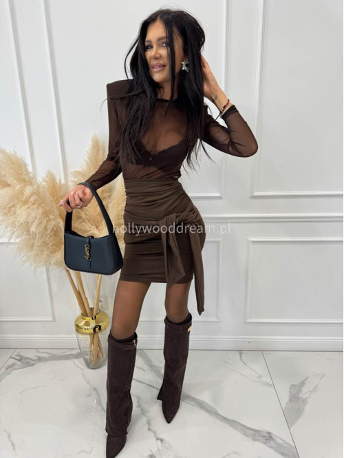 Czekoladowe body transparentne z bufkami Cloe 173 - photo #10