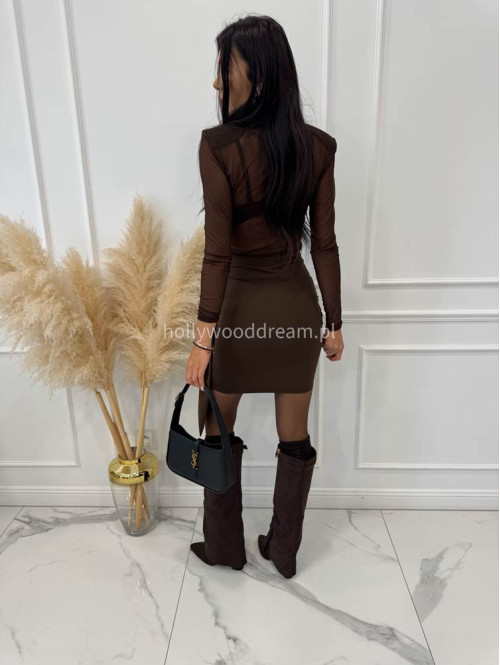 Czekoladowe body transparentne z bufkami Cloe 173 - photo #13