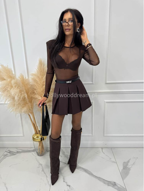 Czekoladowe body transparentne z bufkami Cloe 173 - photo #31