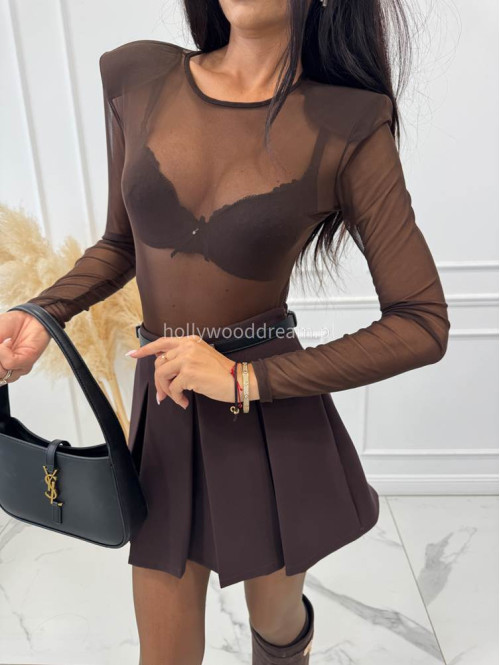 Czekoladowe body transparentne z bufkami Cloe 173 - photo #39