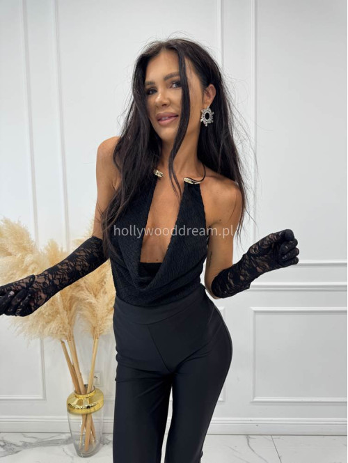 Czarne body kreszowane z pozłacaną ozdobą na szyję ŚNIEŻANA 94 - photo #9