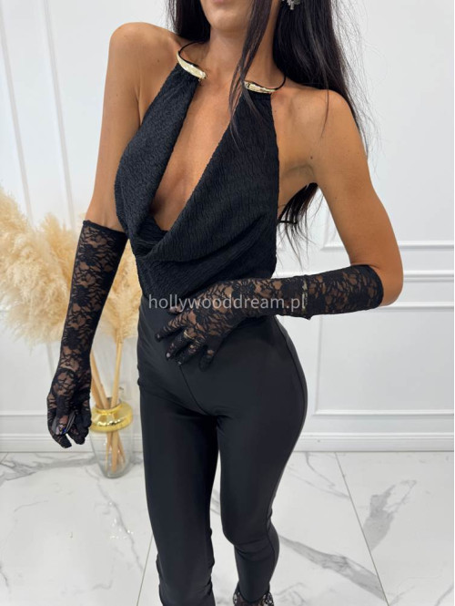 Czarne body kreszowane z pozłacaną ozdobą na szyję ŚNIEŻANA 94 - photo #11